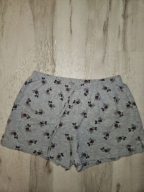Disney Mickey Mouse Gray Lounge Pajama Shorts Womens M 7-9 Soft Knit Sleepwear
